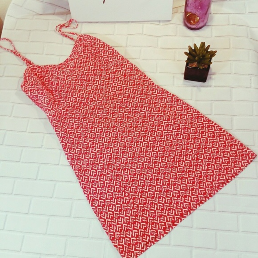 FREE PEOPLE Red and White Sweetheart Bodycon dress